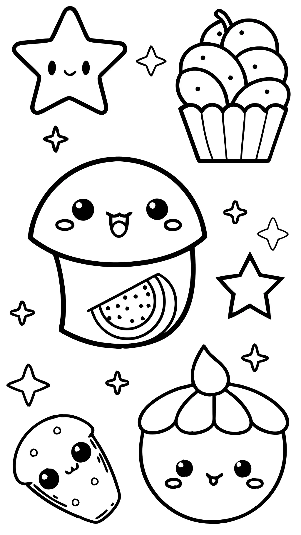 kawaii coloring pages food